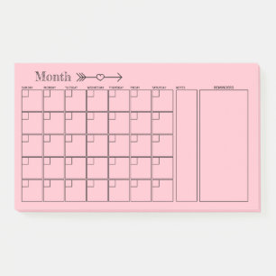 Cute Pink Monthly Planner Post-it Notes