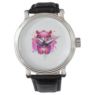 Cute Pink Moo Deng Long Sleeve T-Shirt Watch