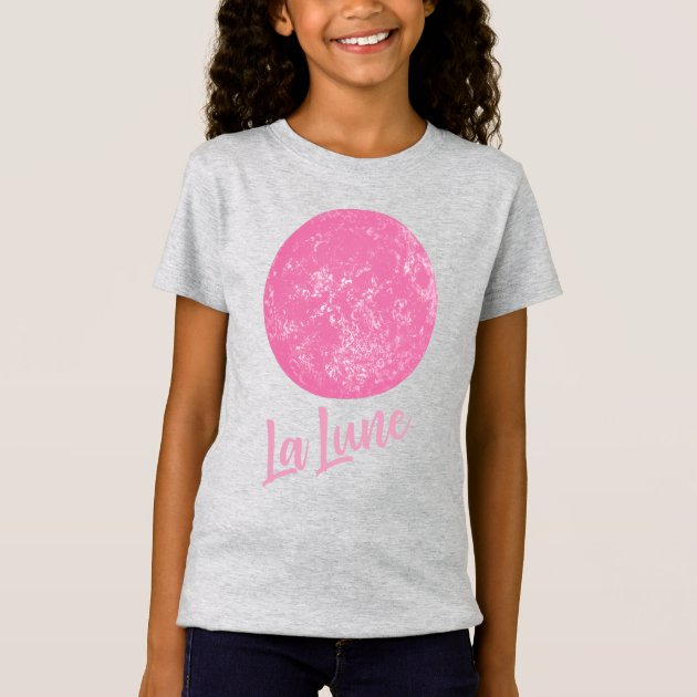 Cute Pink Moon Illustration French La Lune Quote T Shirt Zazzle