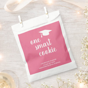 Cute Pink Mortar Board Modern Graduation Favor Bag