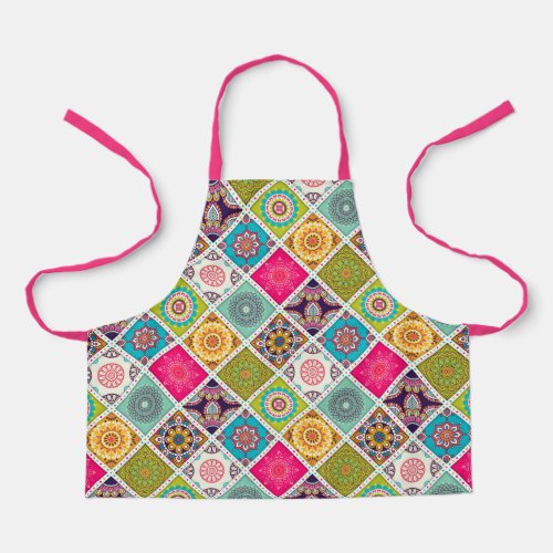 Cute pink mosaic pattern kids apron