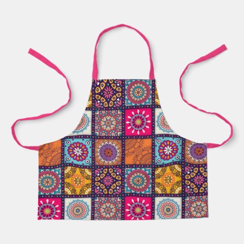 Cute pink mosaic pattern kids apron