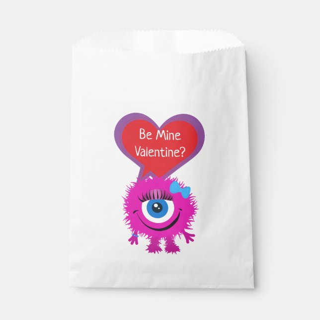 Cute Pink Moster Valentine Favor Bag (Front)