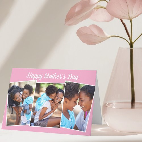Cute Pink Mother's Day Photo Collage from Daughter Card