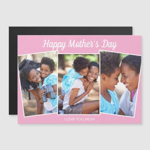 Cute Pink Mother's Day Photo Collage Magnet Card