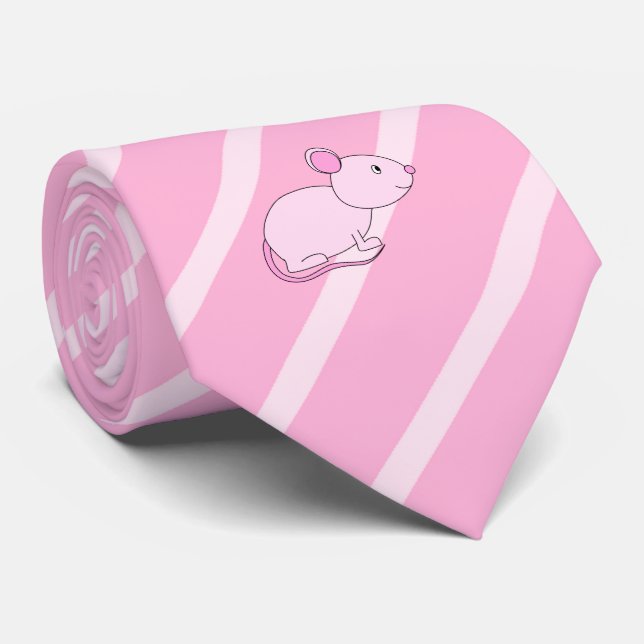 Cute Pink Mouse Neck Tie (Rolled)