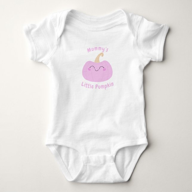 Cute Pink Mummy’s Little Pumpkin Baby Bodysuit (Front)