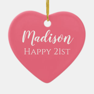 Cute Pink Name 21st Birthday Ornament