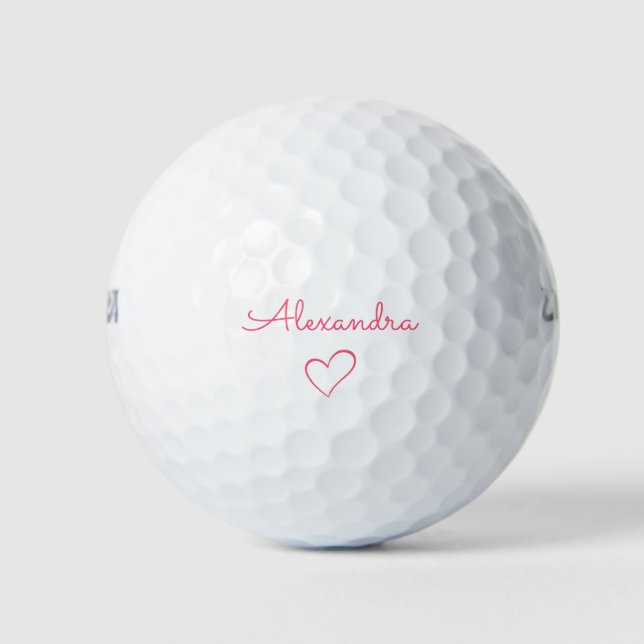 Cute Pink Name Custom Golf Balls (Front)
