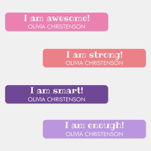 Cute Pink Name Sayings Skinny Kids' Labels (Group)
