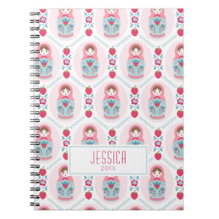 Cute Pink Nesting Doll Spiral Photo Notebook