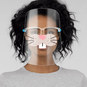 Cute Pink-Nosed Bunny Face Shield