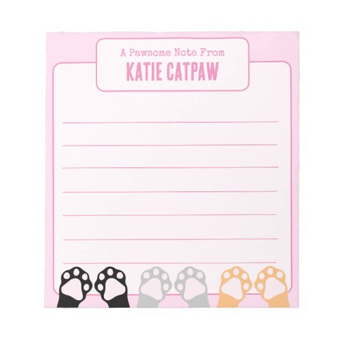 Cute Pink Note From Cat Paws Up Kids