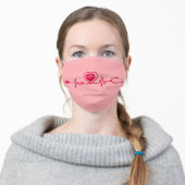 Cute Pink Nurse Doctor Heartbeat Health Adult Cloth Face Mask (Worn)