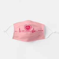 Cute Pink Nurse Doctor Heartbeat Health Cloth Face Mask
