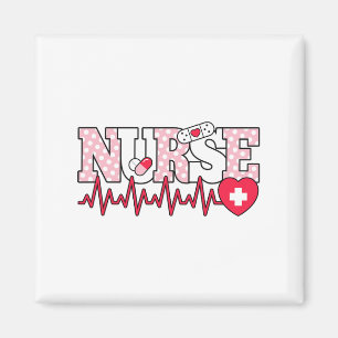 Cute Pink Nurse Heartbeat Nursing  Magnet
