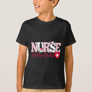Cute Pink Nurse Heartbeat Nursing  T-Shirt