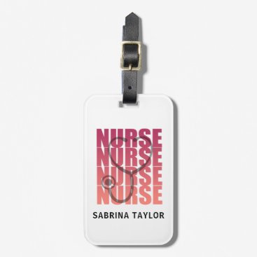 Cute Pink Nurse Stethoscope RN Luggage Tag
