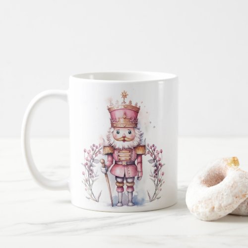 Cute pink nutcracker Christmas watercolor Coffee Mug