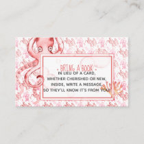 Cute Pink Octopus Baby Shower Book Request Card