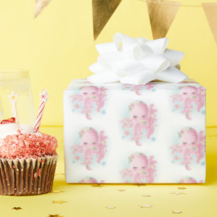 Cute Pink Octopus Baby Shower Wrapping Paper