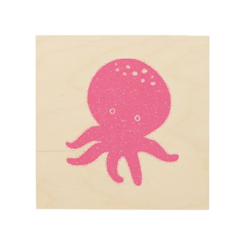 Cute Pink Octopus Old Print