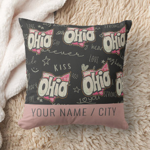 Cute pink Ohio love pattern decoration Throw Pillow
