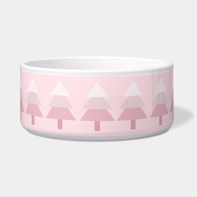 Cute Pink Ombre Christmas Tree Pattern Bowl (Front)