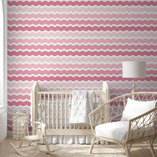 Cute Pink Ombre Ric Rac Striped Pattern Wallpaper