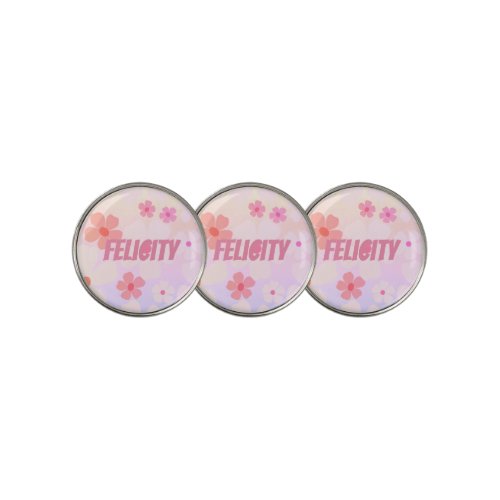Cute Pink on Pink and Purple Ombre Flower Power Golf Ball Marker