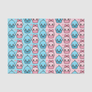 Cute Pink or Blue Gender Reveal Cupcakes Tissue Paper