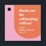 Cute Pink Orange 21st Birthday Custom Thank You  Favor Tags<br><div class="desc">Modern Bold Cute Pink Orange 21st Birthday Custom Thank You Favor Tags</div>