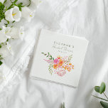 Cute Pink Orange Floral Watercolor Bridal Shower Napkins<br><div class="desc">Cute Pink Orange Floral Watercolor Bridal Shower Napkins</div>