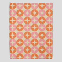 Cute Pink Orange Mid Century Mod Geometric Pattern Duvet Cover