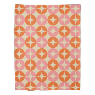 Cute Pink Orange Mid Century Mod Geometric Pattern Duvet Cover