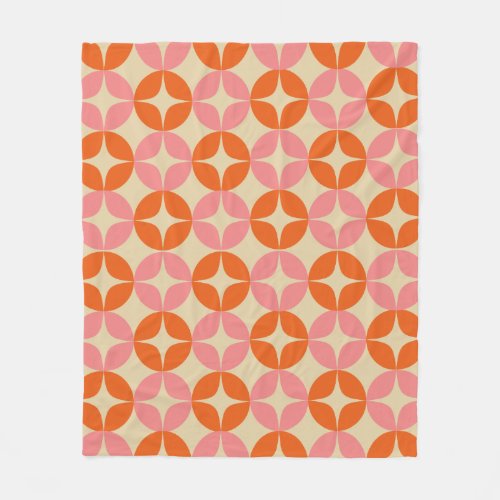 Cute Pink Orange Mid Century Mod Geometric Pattern Fleece Blanket