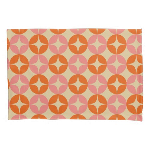 Cute Pink Orange Mid Century Mod Geometric Pattern Pillow Case