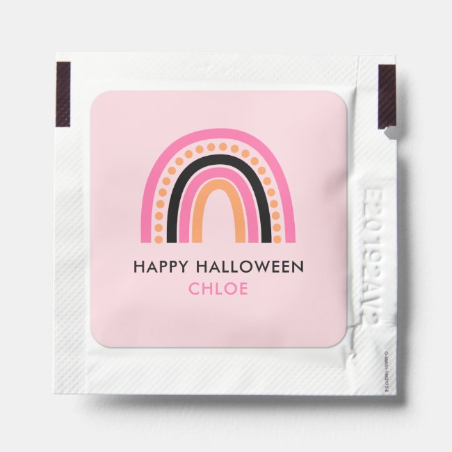 Cute Pink & Orange Rainbow Happy Halloween Hand Sanitizer Packet