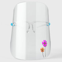 Cute Pink Orange Retro Flowers Face Shield