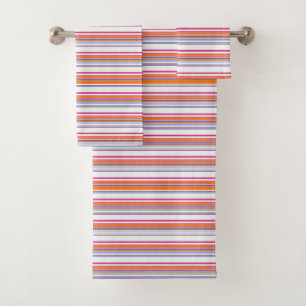 Cute pink orange stripes bath towel set