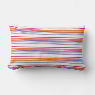 Cute pink orange stripes lumbar pillow