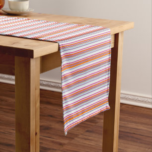 Cute pink orange stripes short table runner