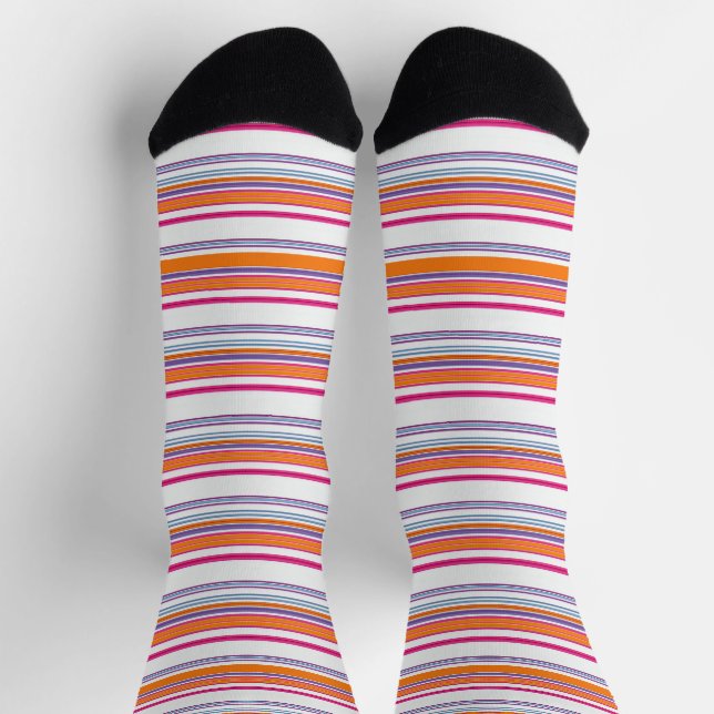 Cute pink orange stripes socks (Top)