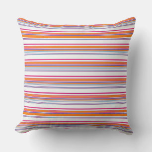 Cute pink orange stripes throw pillow