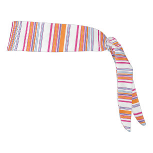 Cute pink orange stripes tie headband