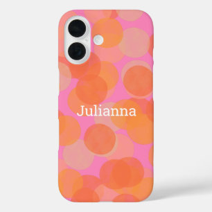 Cute Pink Orange Watercolor Pattern Personalized iPhone 16 Case
