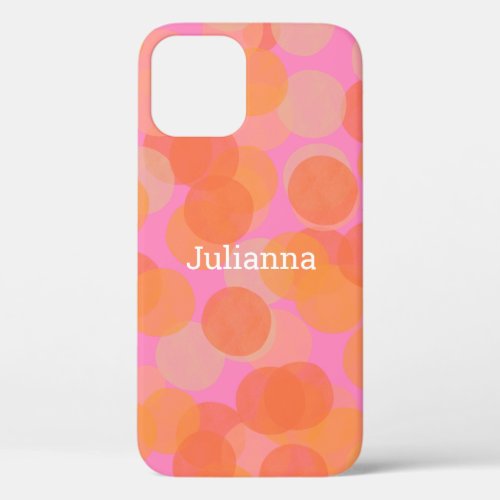 Cute Pink Orange Watercolor Pattern Personalized iPhone 12 Pro Case