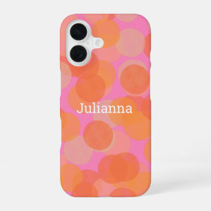 Cute Pink Orange Watercolor Pattern Personalized iPhone 16 Case