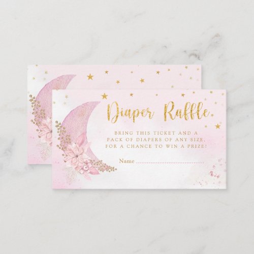 Cute Pink Over The Moon Baby Shower Diaper Raffle Enclosure Card