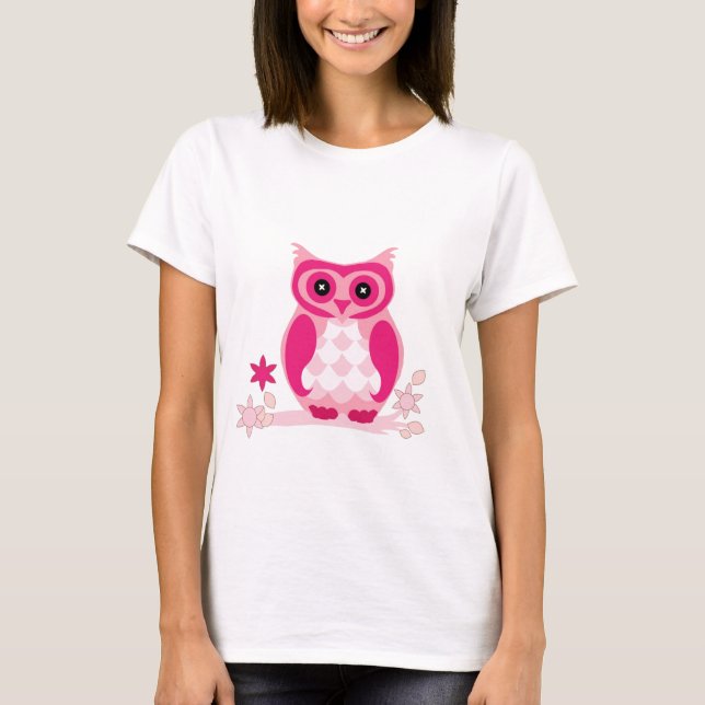 Cute Pink Owl Apparel T-Shirt (Front)